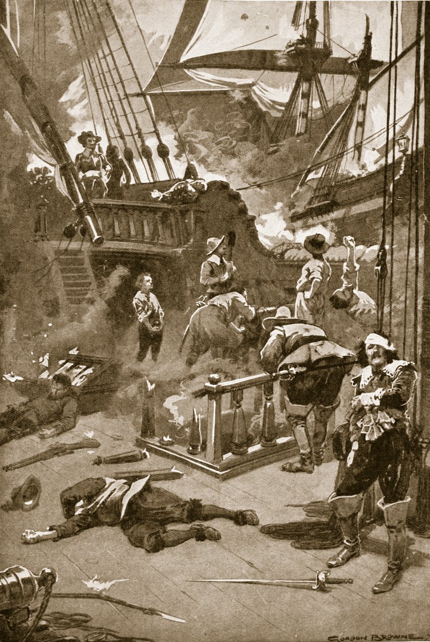 La Batalla de Camperdown, 29-31 de julio de Gordon Frederick (after) Browne