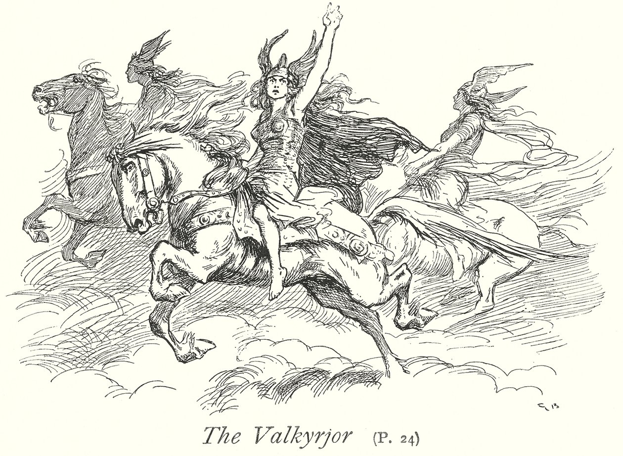 El Valkyrjor (litografía) de Gordon Frederick (after) Browne