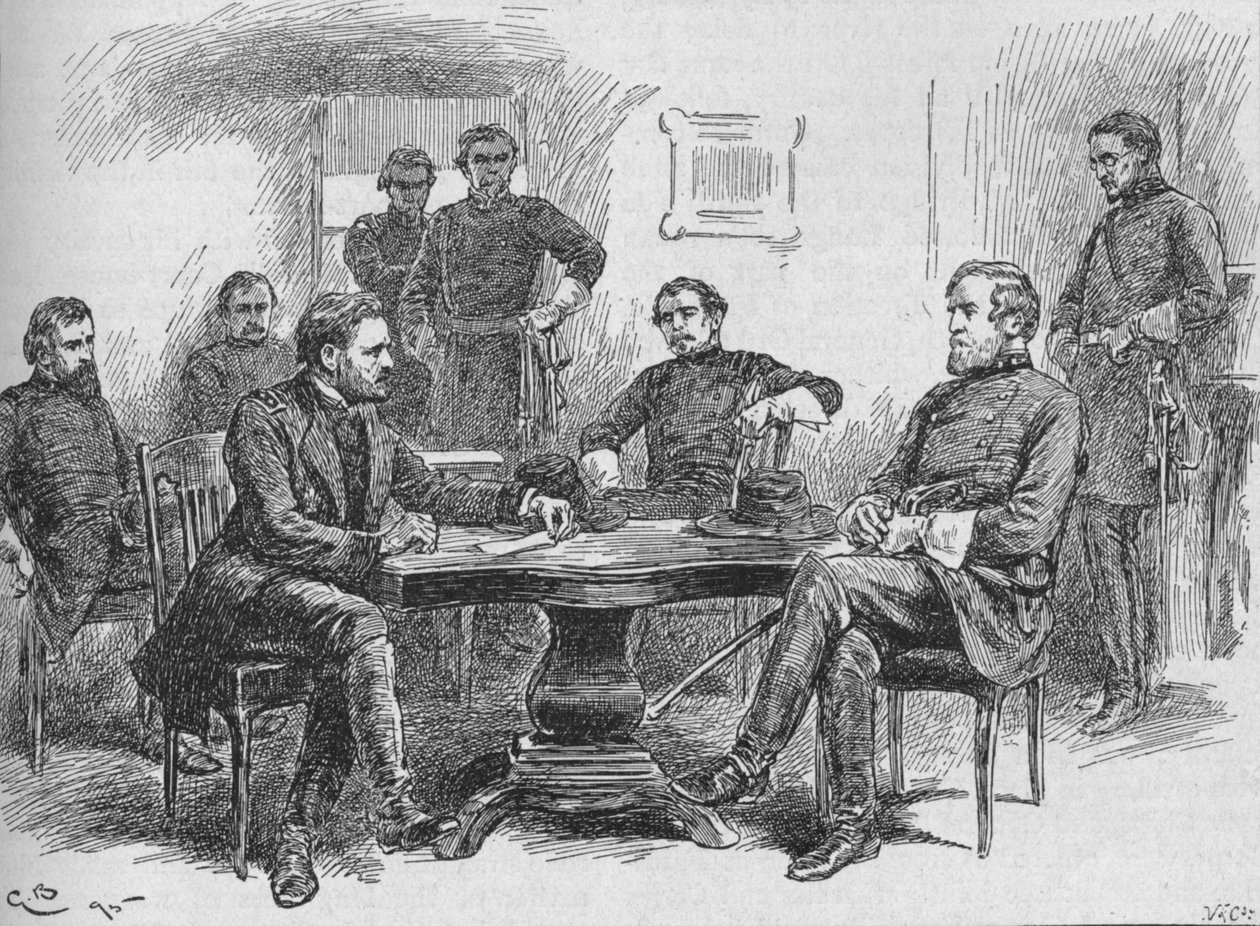 El General Grant leyendo los términos de la rendición, 1895, 1902 de Gordon Frederick Browne