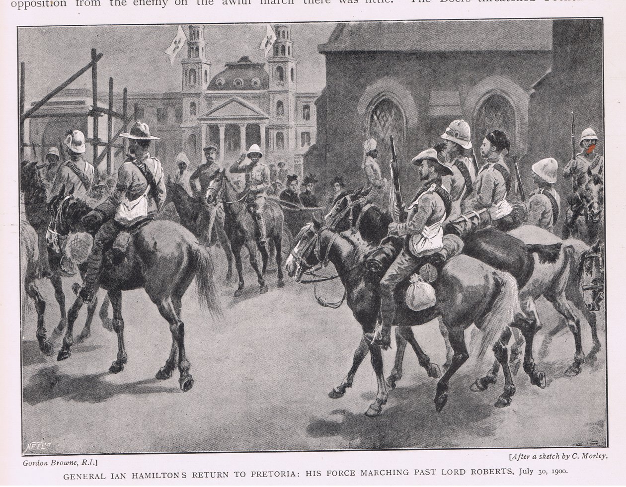 El regreso del General Ian Hamilton a Pretoria: su fuerza desfilando frente a Lord Roberts 30 de julio de 1900 de Gordon Frederick Browne