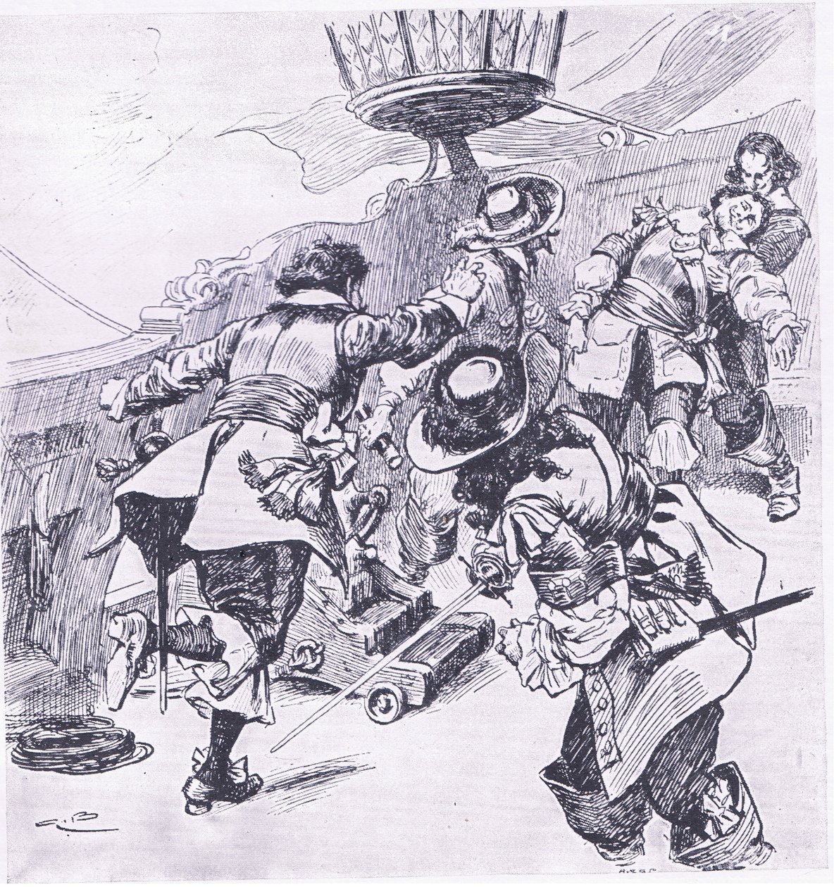 La muerte de Von Tromp 31 de julio de 1653, ilustración de British Battles on Land and Sea, 1915 de Gordon Frederick Browne