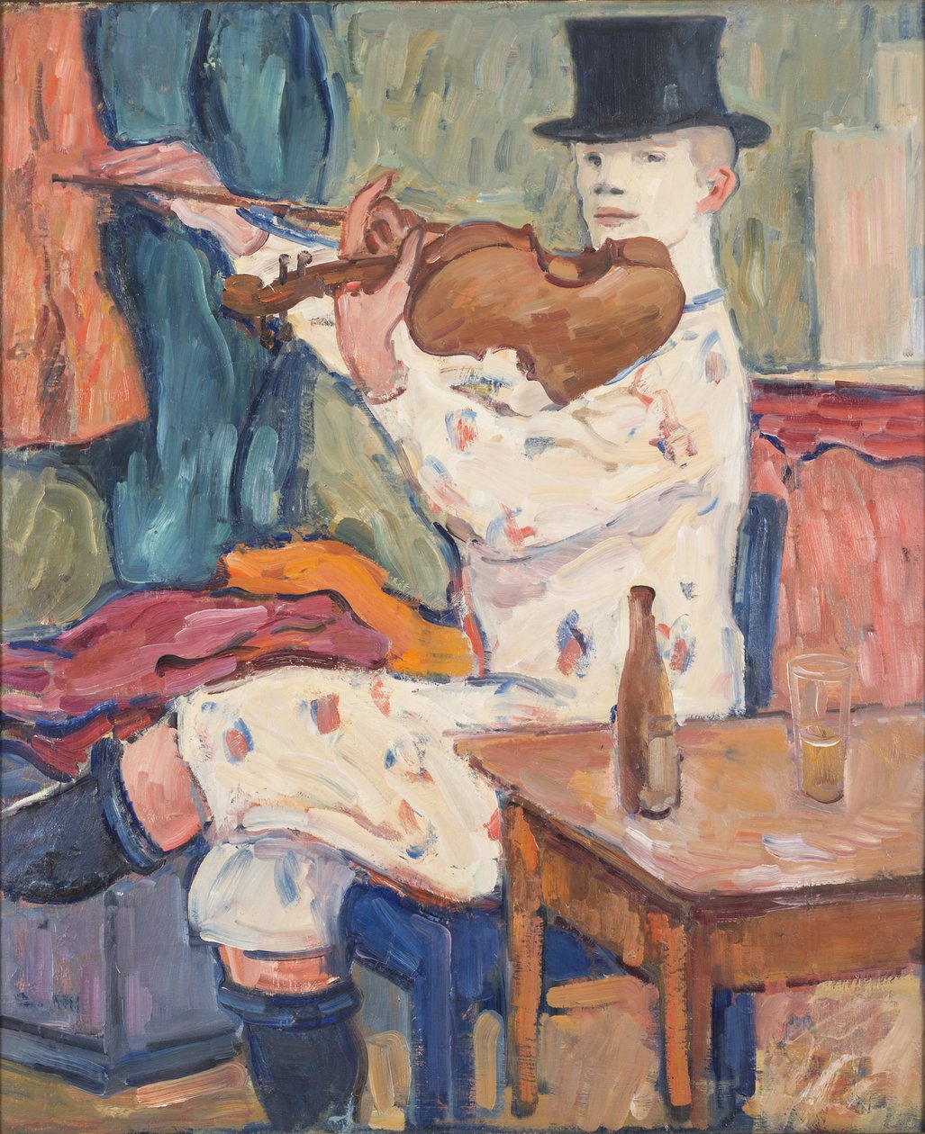 Un Payaso Tocando el Violín, 1915 de Gosta von Hennigs