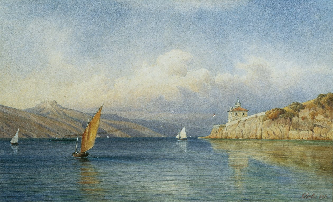 El faro de Prestenizza en la isla de Cherso de Gottfried Seelos