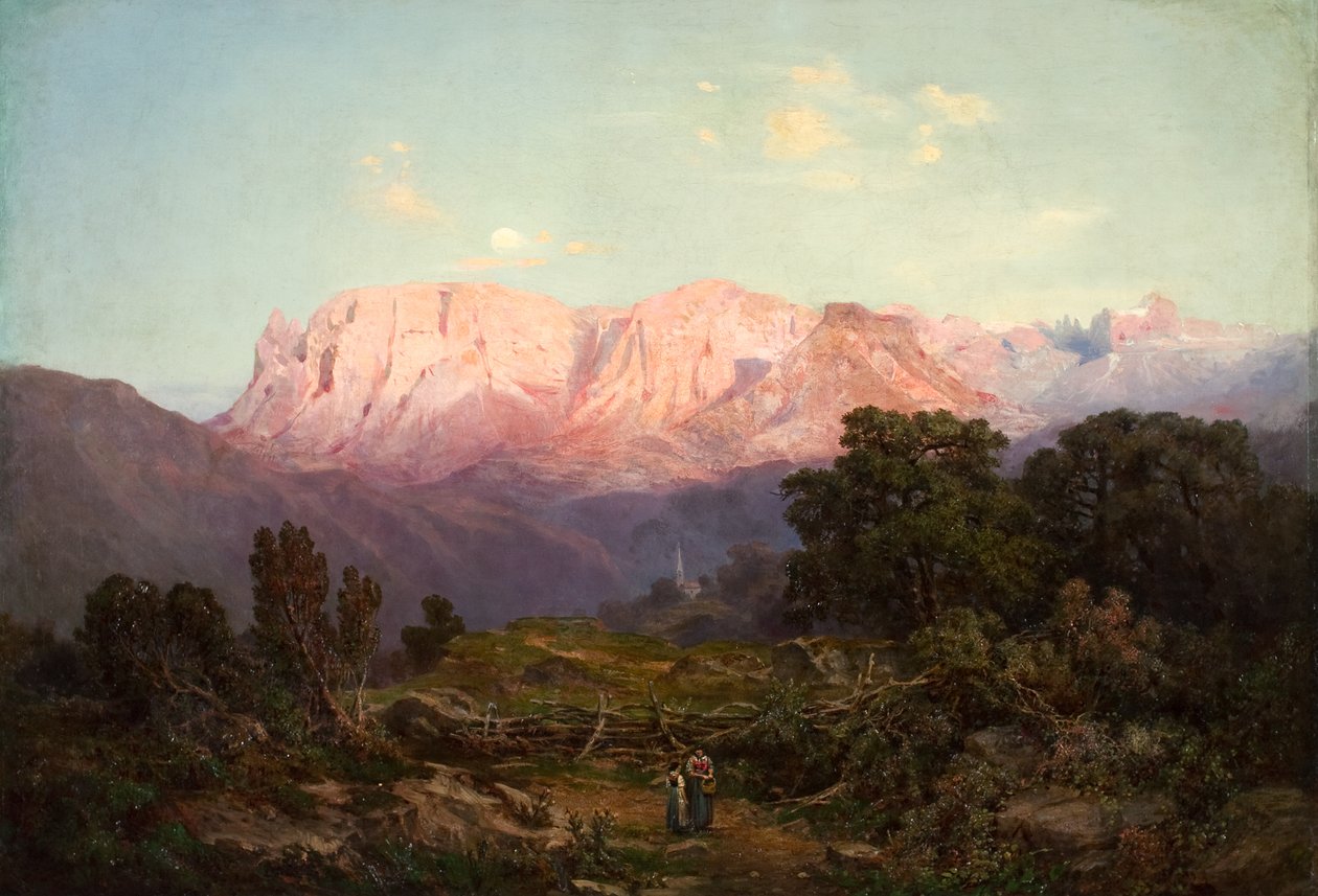 Schlern con Rosengarten visto desde Rampeun de Gottfried Seelos