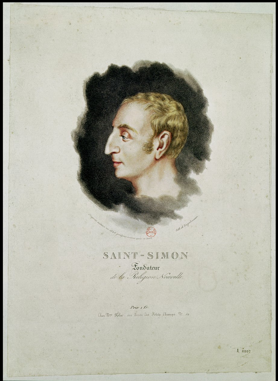 Retrato de Claude Henri de Rouvroy, Conde de Saint-Simon (1760-1825) hecho poco después de su muerte, 1825 de Gottfried or Godefroy Engelmann