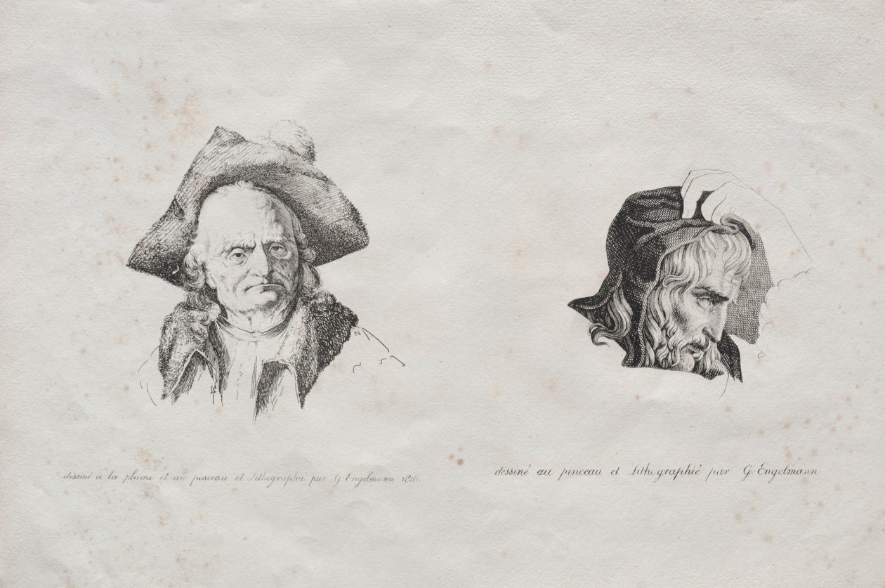 Receuil dessais lithographiques: Dos cabezas, 1816 de Gottfried or Godefroy Engelmann