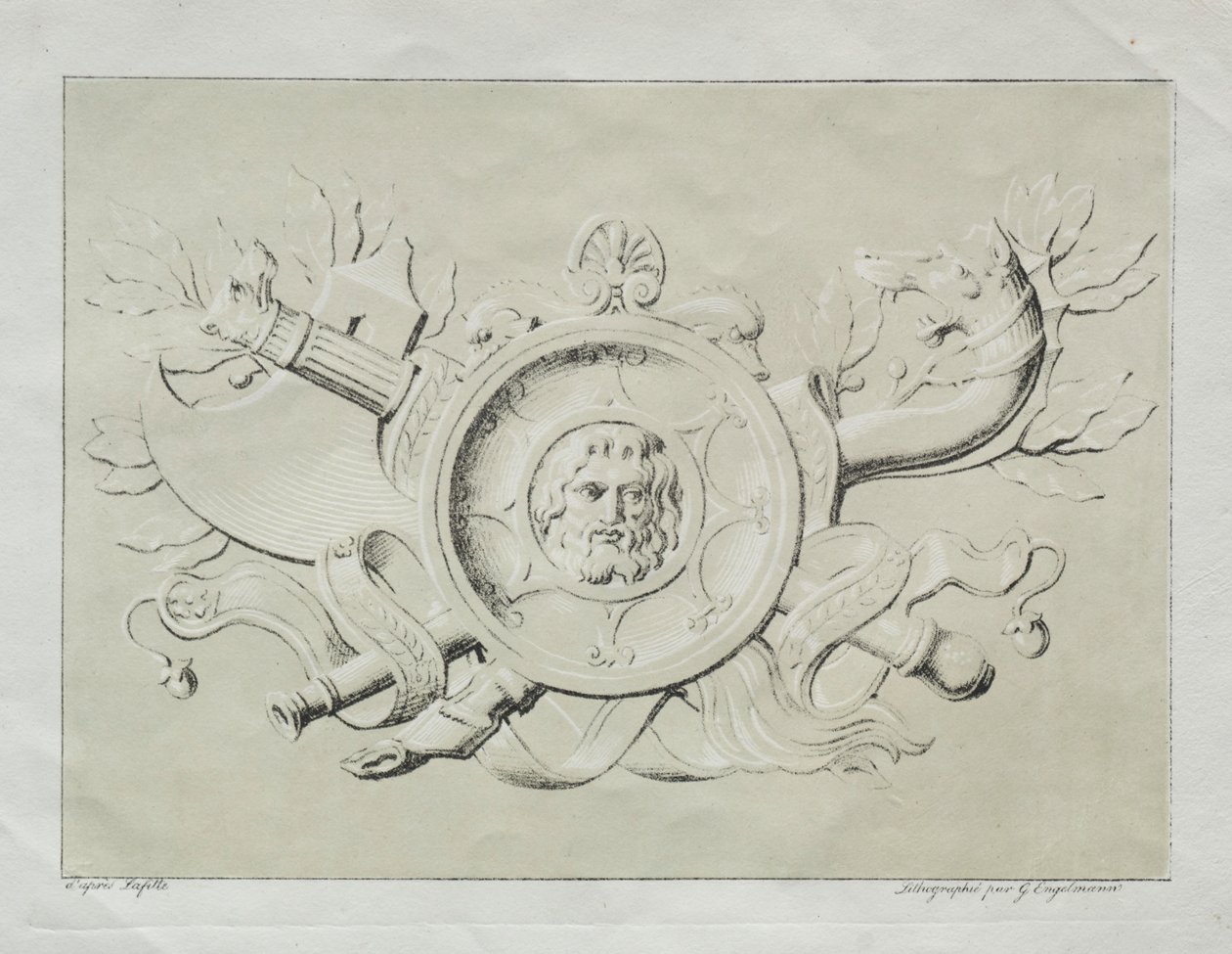 Receuil dessais lithographiques: Un trofeo, c. 1816 de Gottfried or Godefroy Engelmann