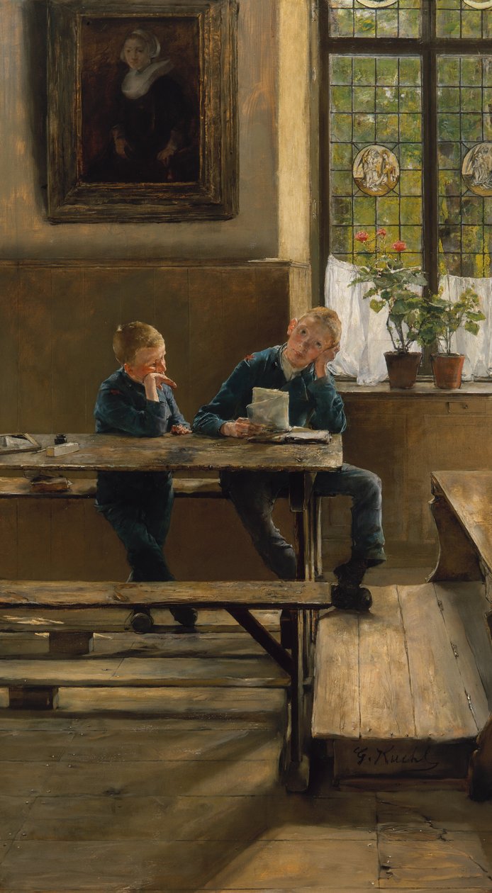En el orfanato, c.1886 (óleo sobre tabla) de Gotthardt Johann Kuehl