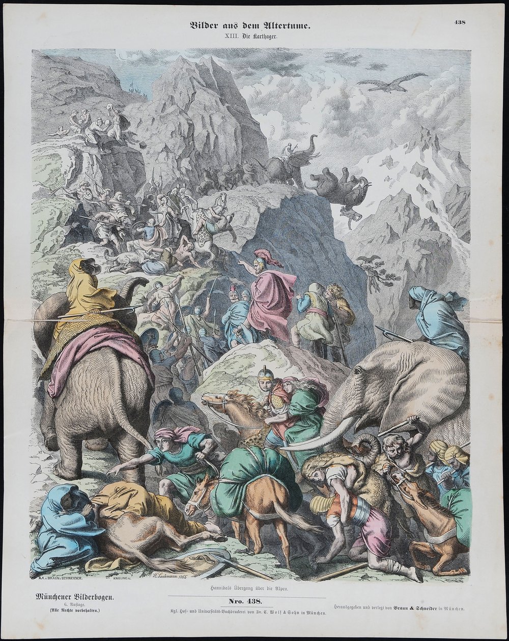 Aníbal cruza los Alpes de Münchener Bilderbogen de Gottlob Heinrich Leutemann
