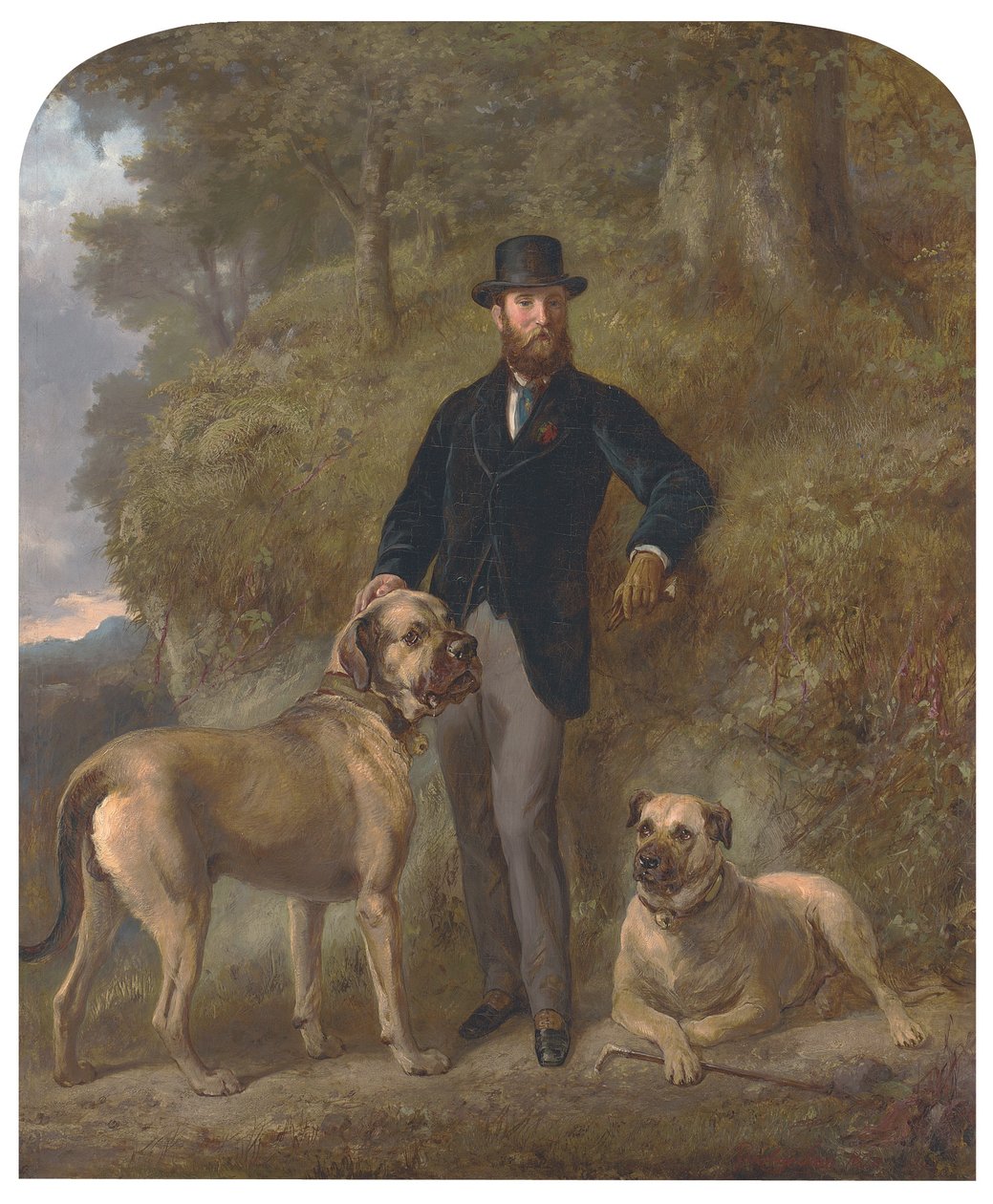 El coronel Garrick-Buchanan de Drumpellier con sus dos mastines (óleo sobre lienzo) de Gourlay Steell