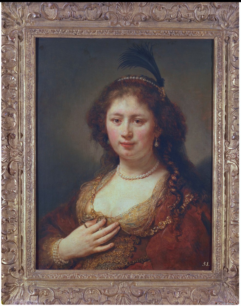Dama con una pluma, 1636 de Govaert Flinck