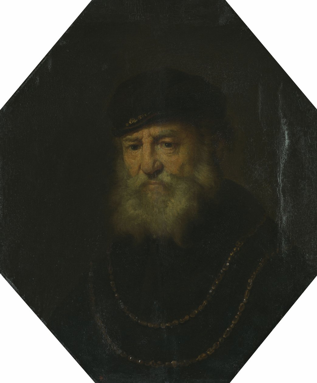 Busto de un anciano con dos cadenas de oro de Govert Flinck