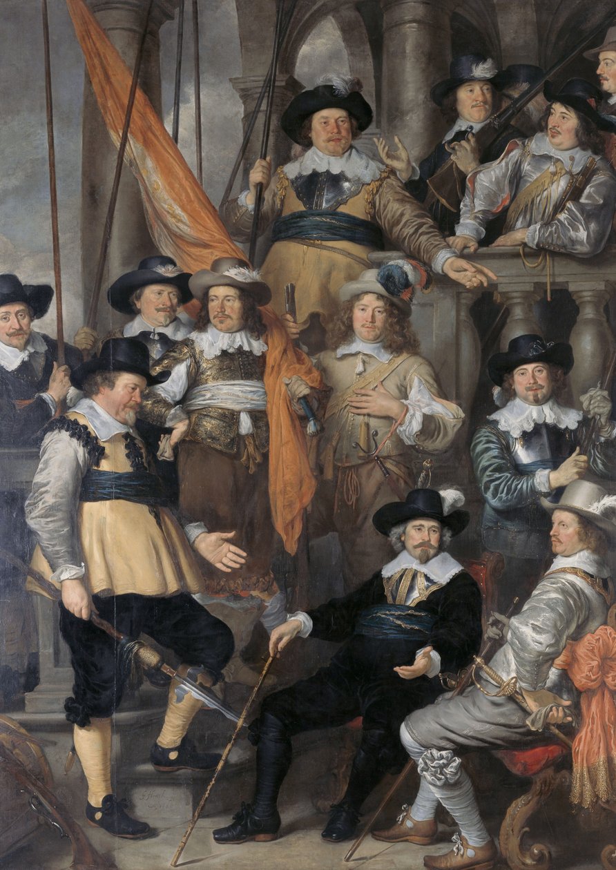 Holandés: Schutters van Wijk XVIII al mando del capitán Albert Bas y el teniente Lucas Conijn La compañía del capitán Albert Bas y el teniente Lucas Conijn de Govert Flinck
