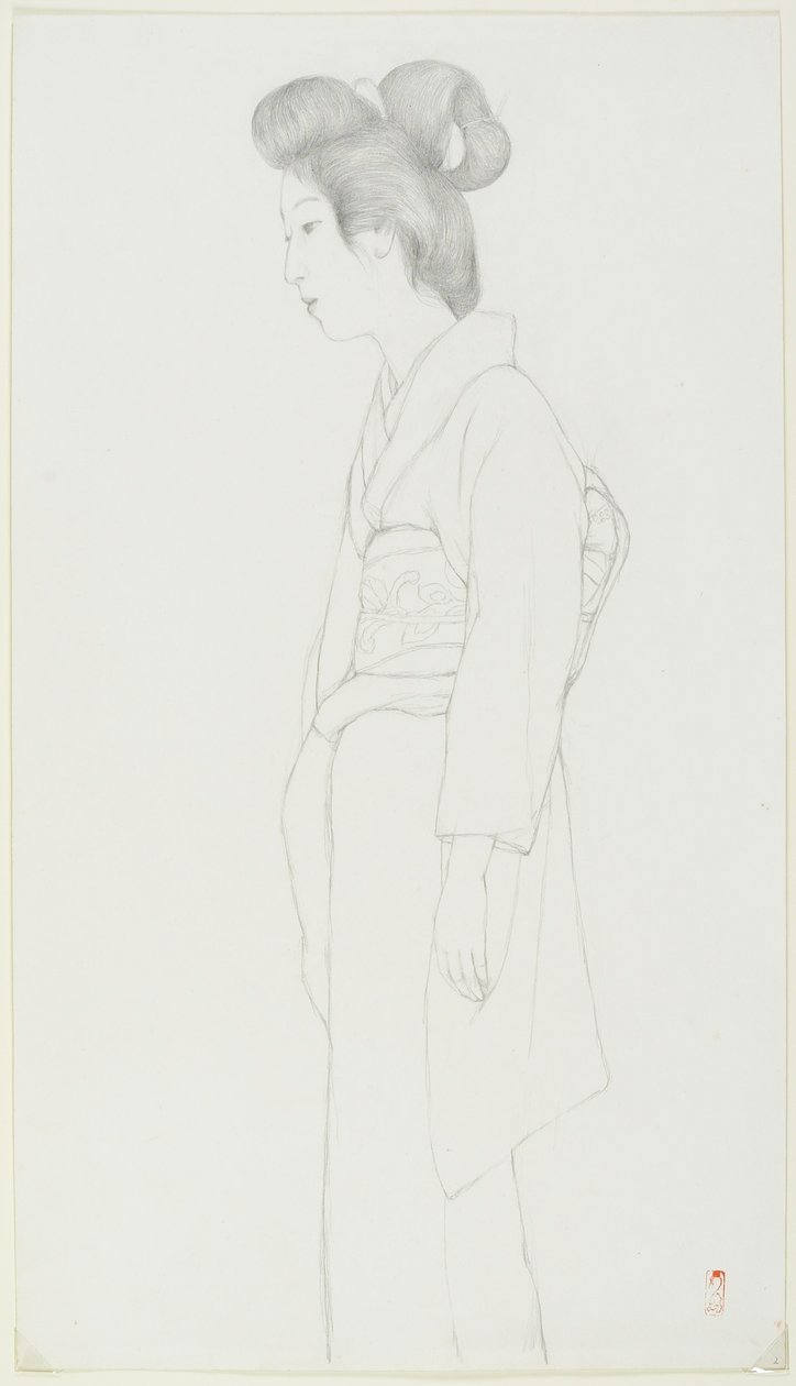 (Dibujo de una mujer de pie), principios del siglo XX de Goyo Hashiguchi