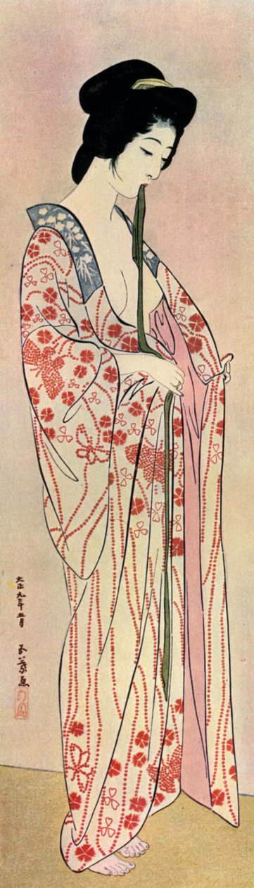 Una mujer japonesa con un nagajuban, 1920-1930 de Goyo Hashiguchi