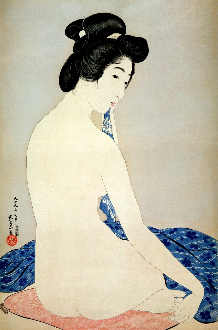 Mujer después del baño, publicada por Shosaburo Watanabe, 1920 de Goyo Hashiguchi