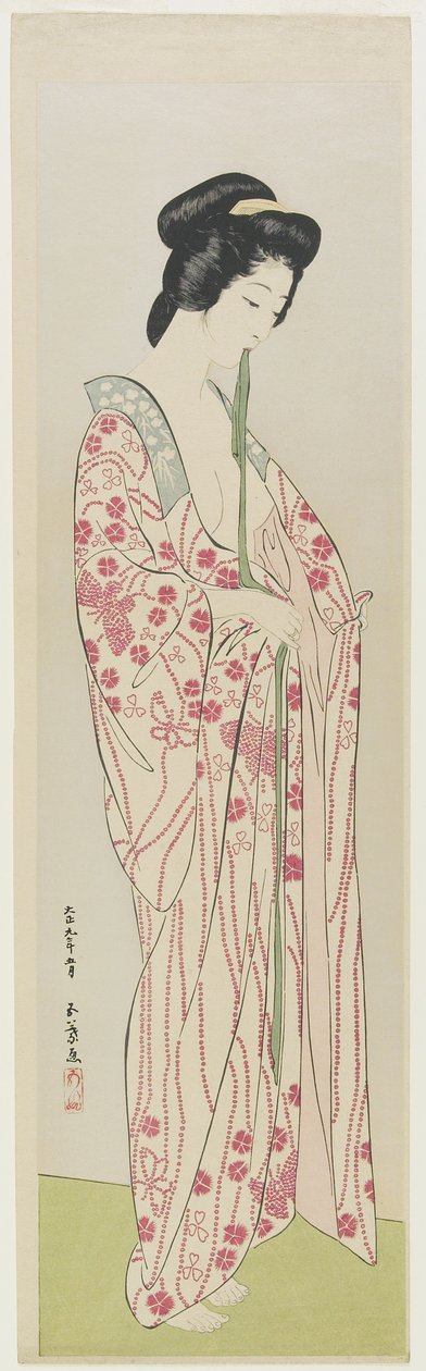 Mujer en ropa interior de kimono, mayo de 1920 de Goyo Hashiguchi