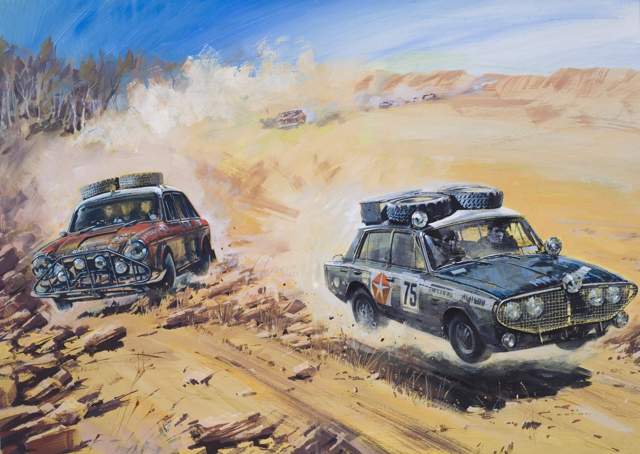 London to Sydney Motor Rally of 1968 (gouache sobre papel) de Graham Coton