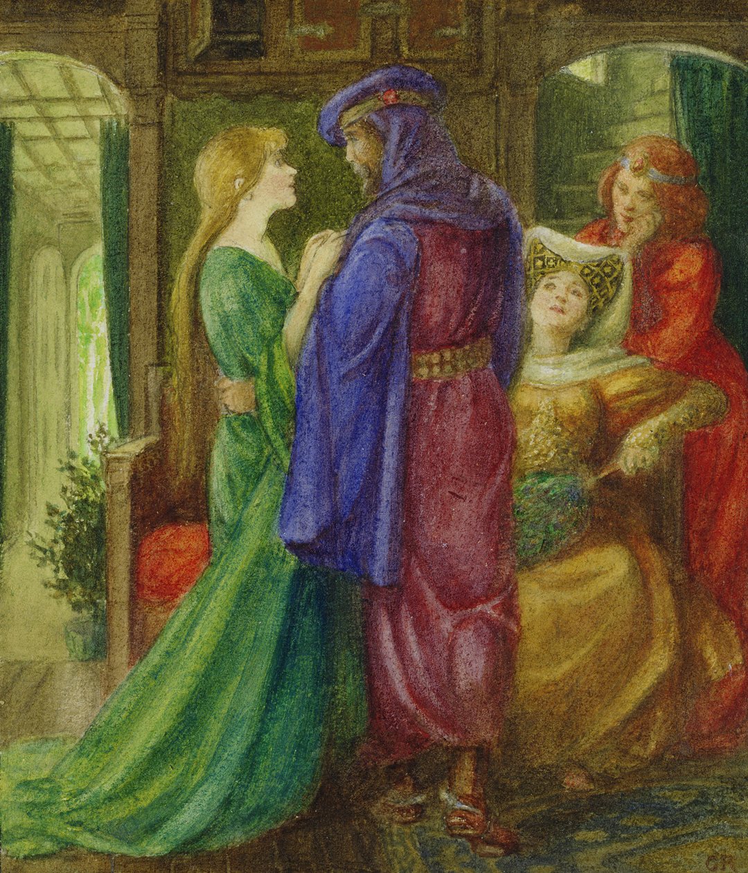 La Bella y la Bestia (acuarela con color de la carrocería sobre papel) de Graham Robertson