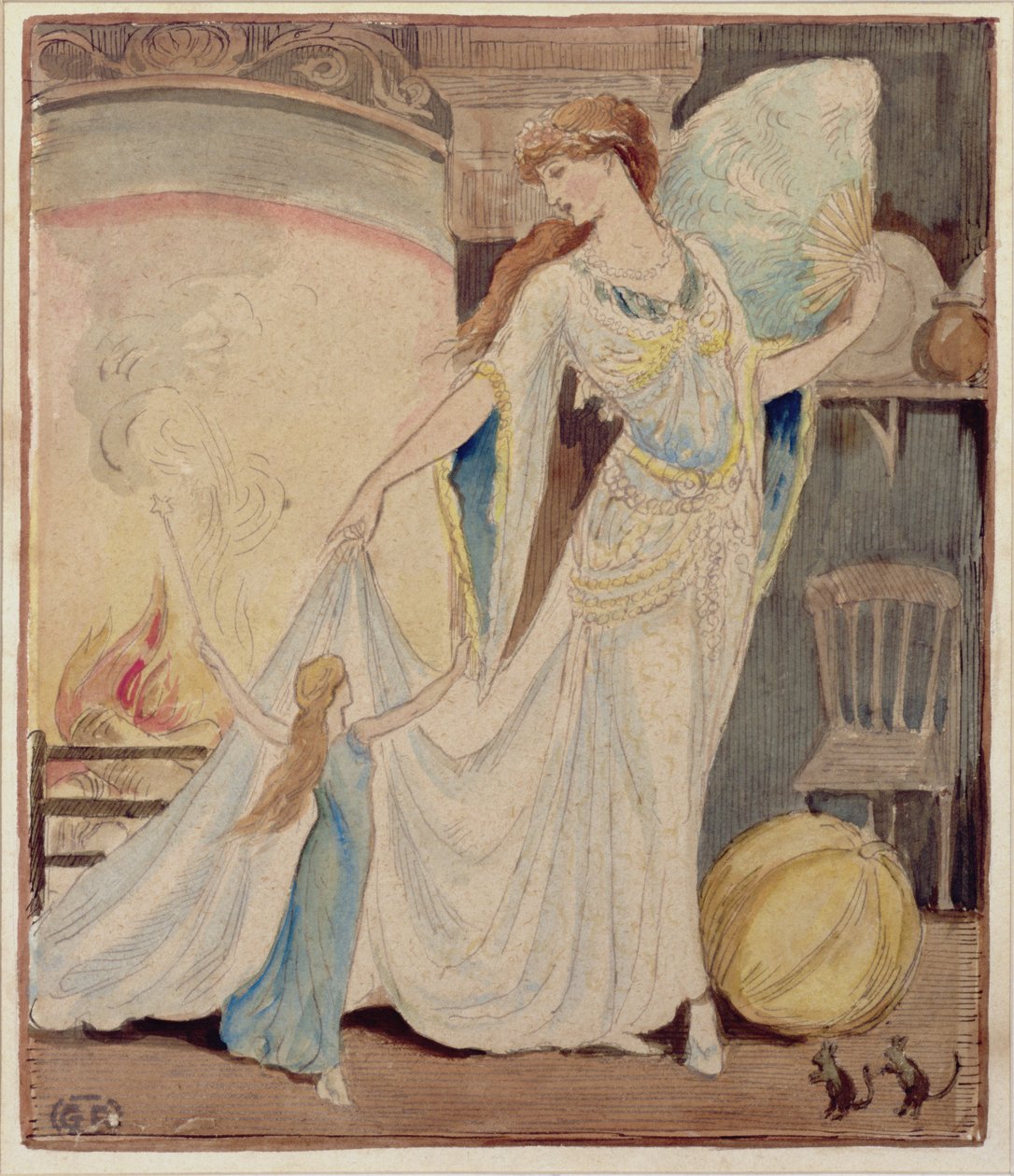 Ilustración de "Las zapatillas de Cenicienta", c.1919 (acuarela, lápiz y tinta sobre papel) de Graham Robertson