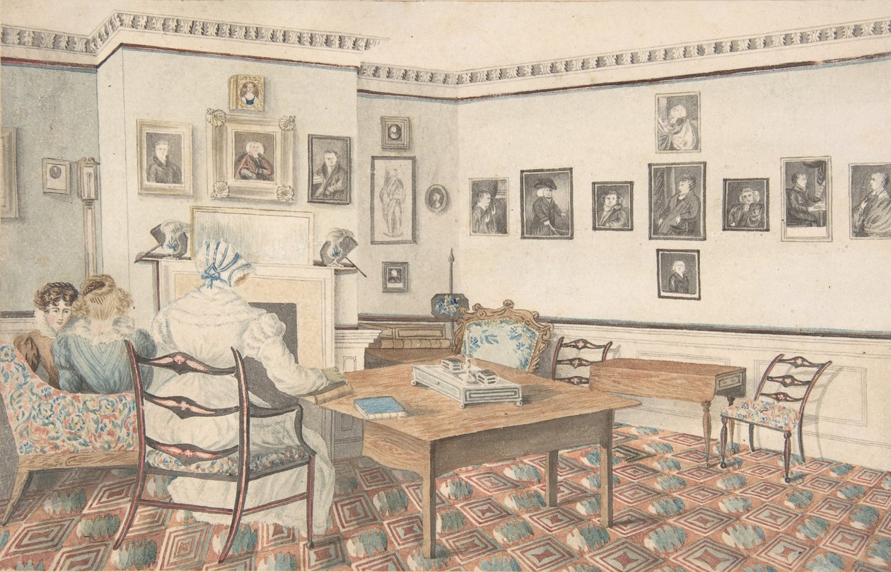 Sala de estar en Hatton, Warwickshire, 1820-30 de Granddaughters of Dr. Samuel Parr.