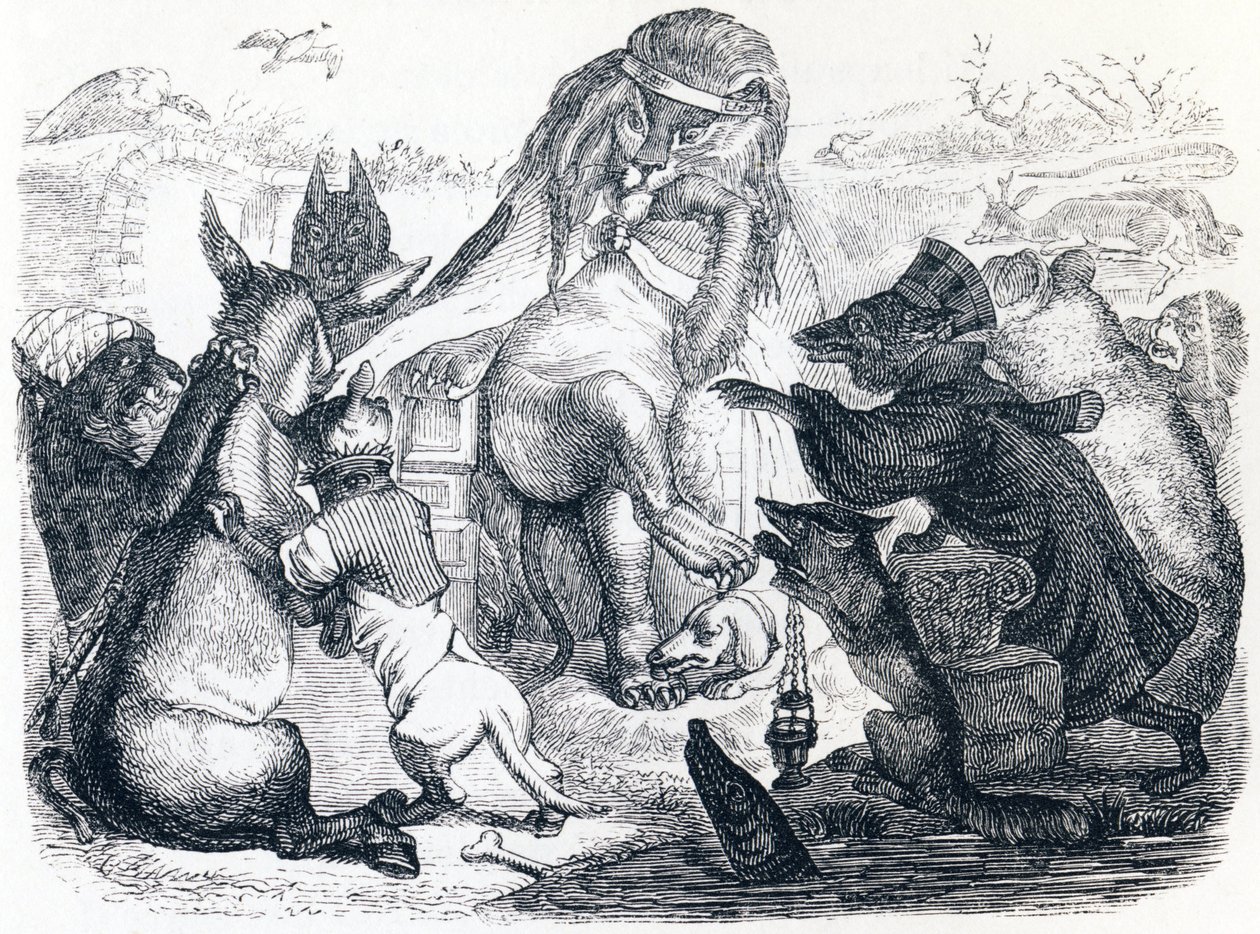 Los animales enfermos de la peste - Fábulas de La Fontaine de Grandville
