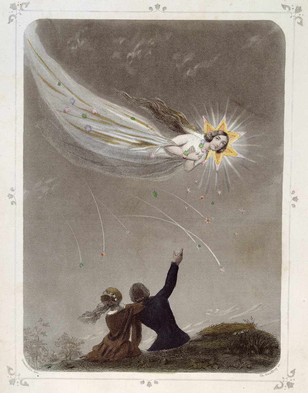 Estrellas: Mujer representando “La estrella fugaz” - por Grandville de Grandville