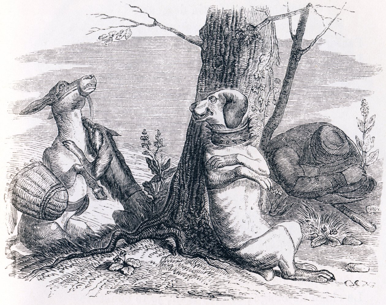 El burro y el perro - Fábulas de La Fontaine de Grandville