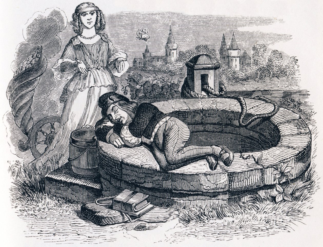 La fortuna y el niño - Fábulas de La Fontaine de Grandville