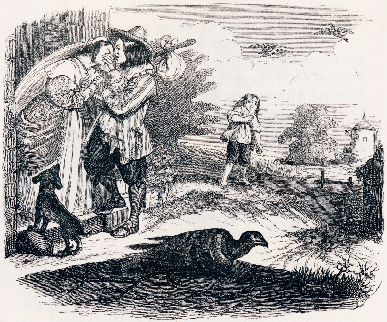 Los dos palomos - Fábulas de La Fontaine de Grandville