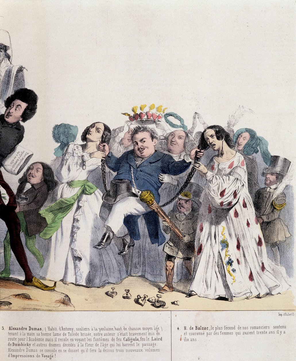 Caricatura sobre Alexandre Dumas Hijo y Honoré de Balzac - por Grandville, en “Charivari” del 21/02/1844 de Grandville