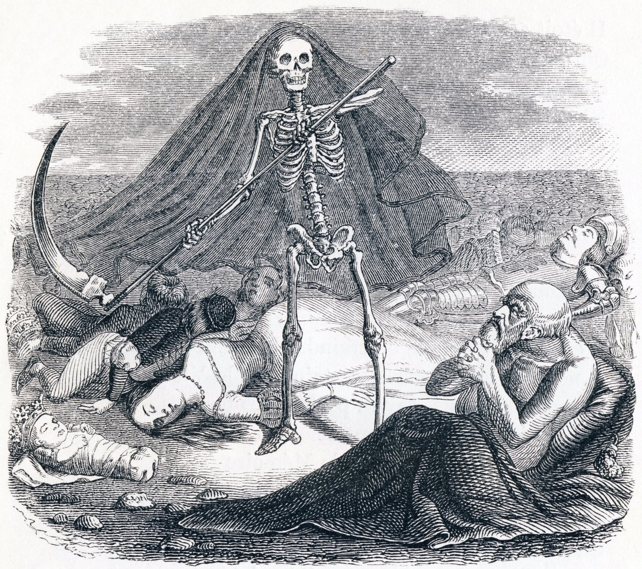 La muerte y el moribundo - Fábulas de La Fontaine de Grandville