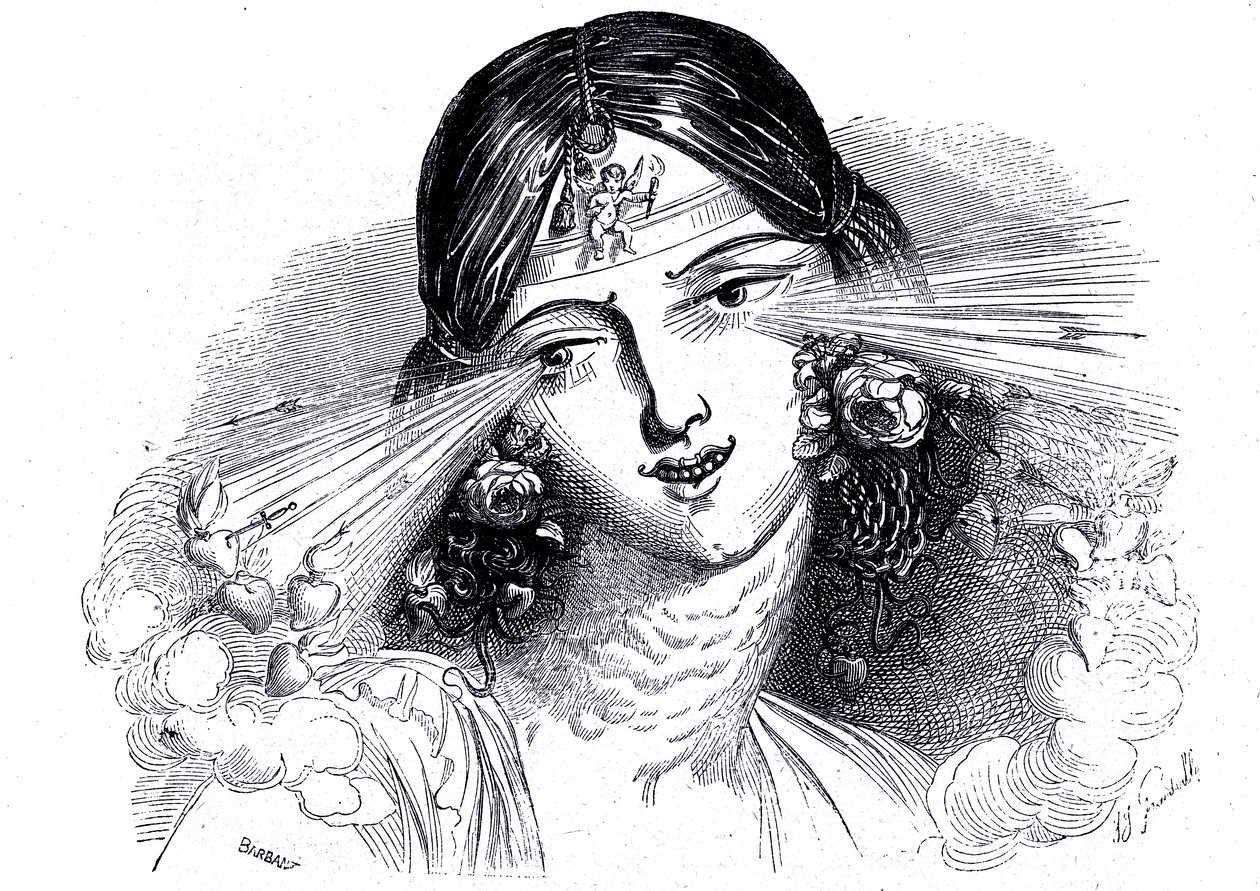 Rostro de mujer con ojos penetrantes de Grandville (1803 47)