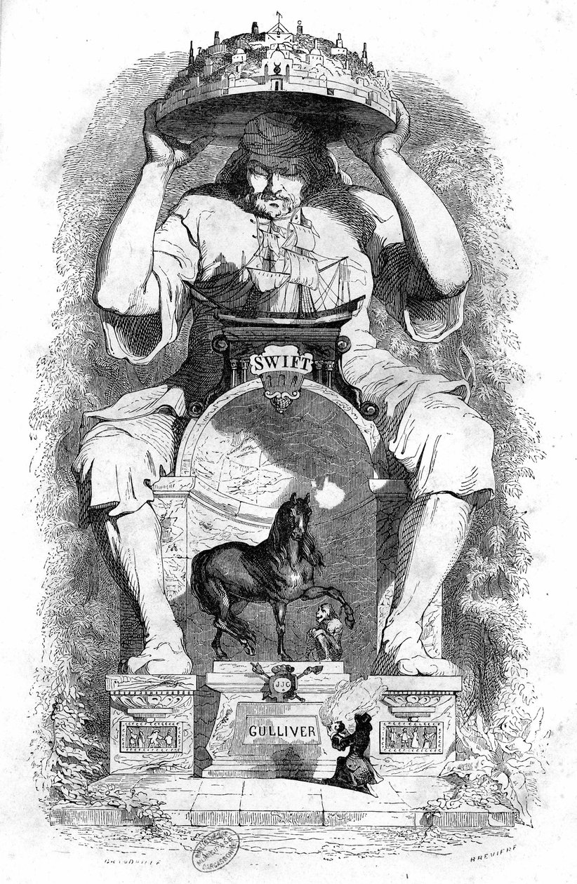Ilustración de "Los viajes de Gulliver" de Jonathan Swift de Grandville (1803 47)
