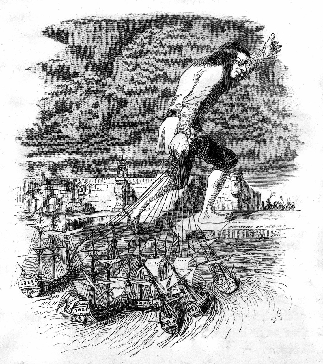 Ilustración de "Los viajes de Gulliver" de Jonathan Swift de Grandville (1803 47)