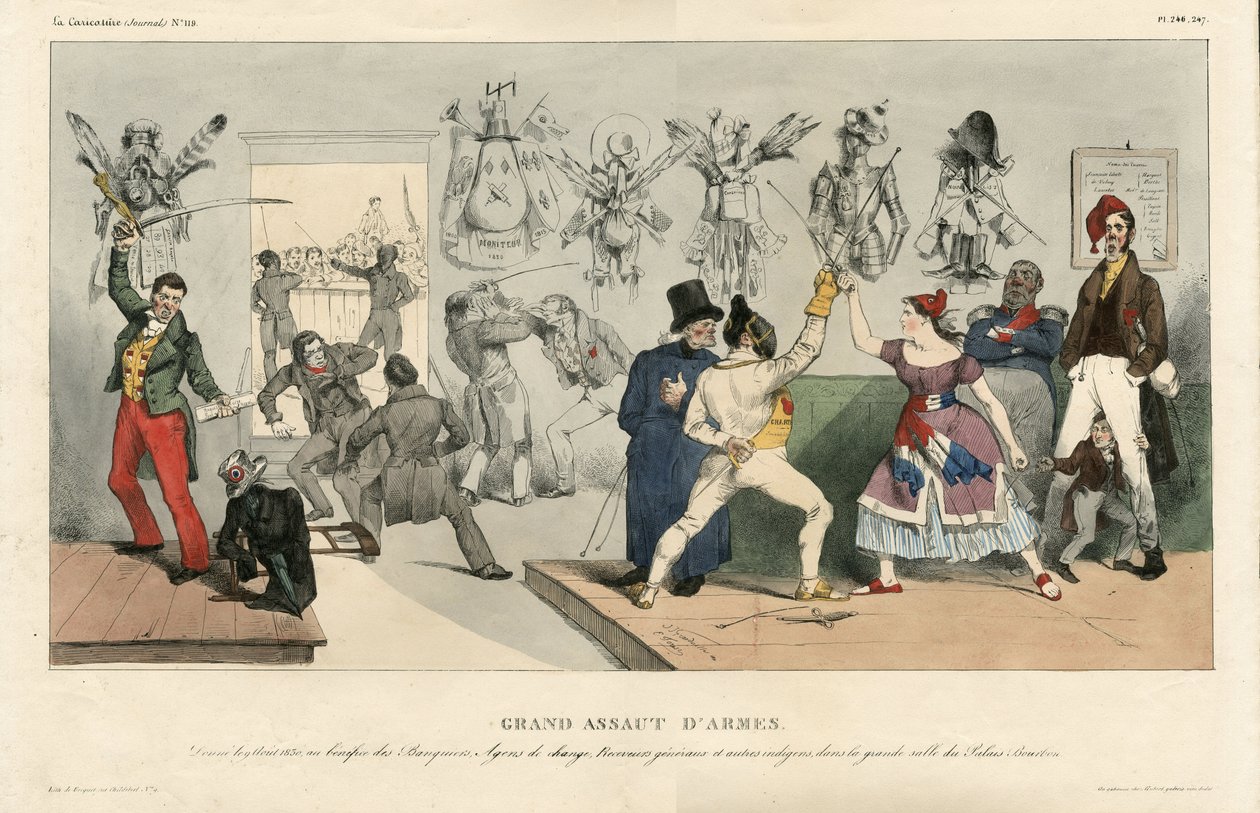Ilustración de Jean Ignace Gerard dit Grandville (1803-1847) en La Caricature (1830) política, no. 119 de Grandville