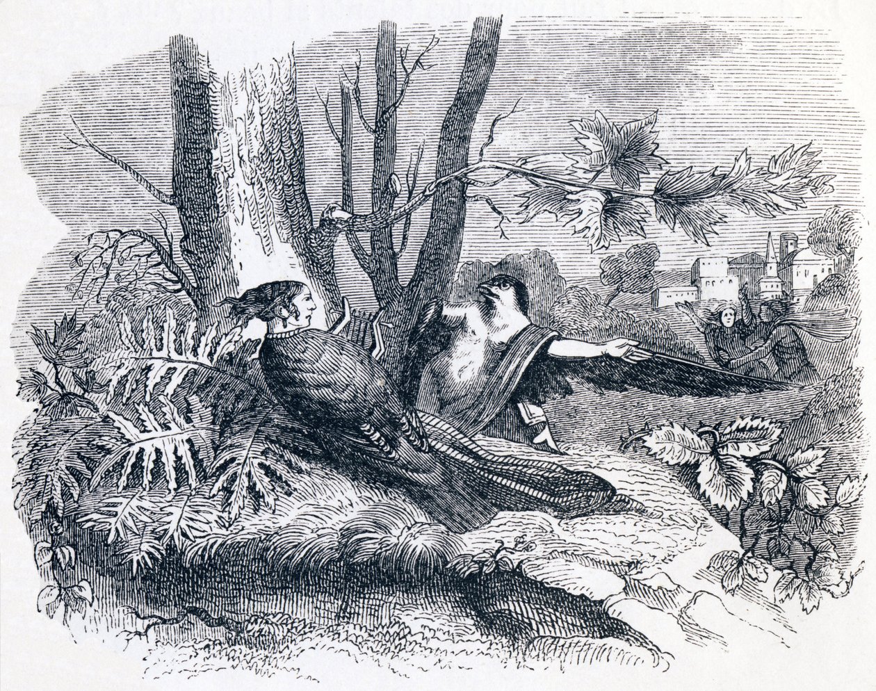 Filomela y Progne - Fábulas de La Fontaine de Grandville