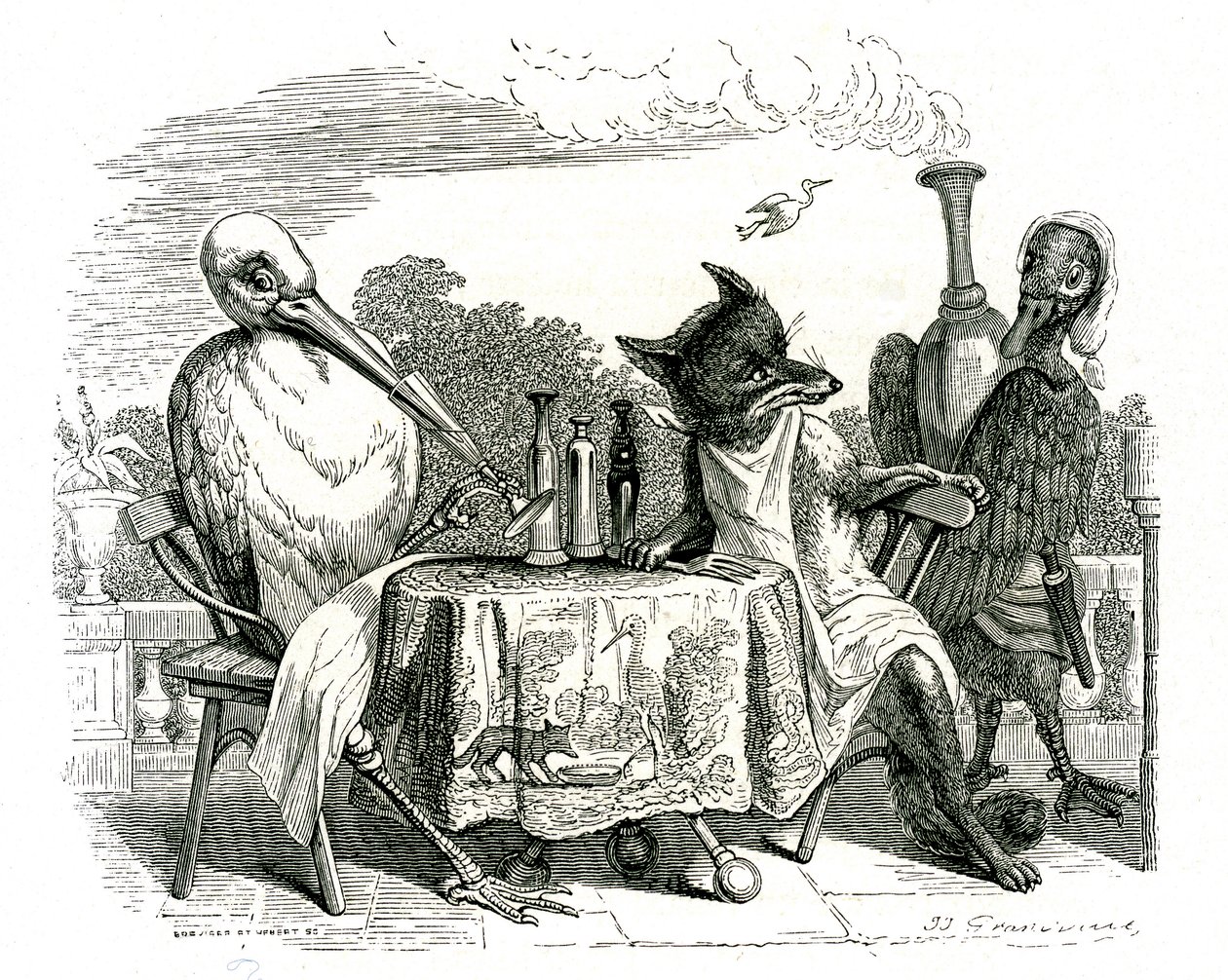 El Zorro y la Cigüeña, ilustración de 
