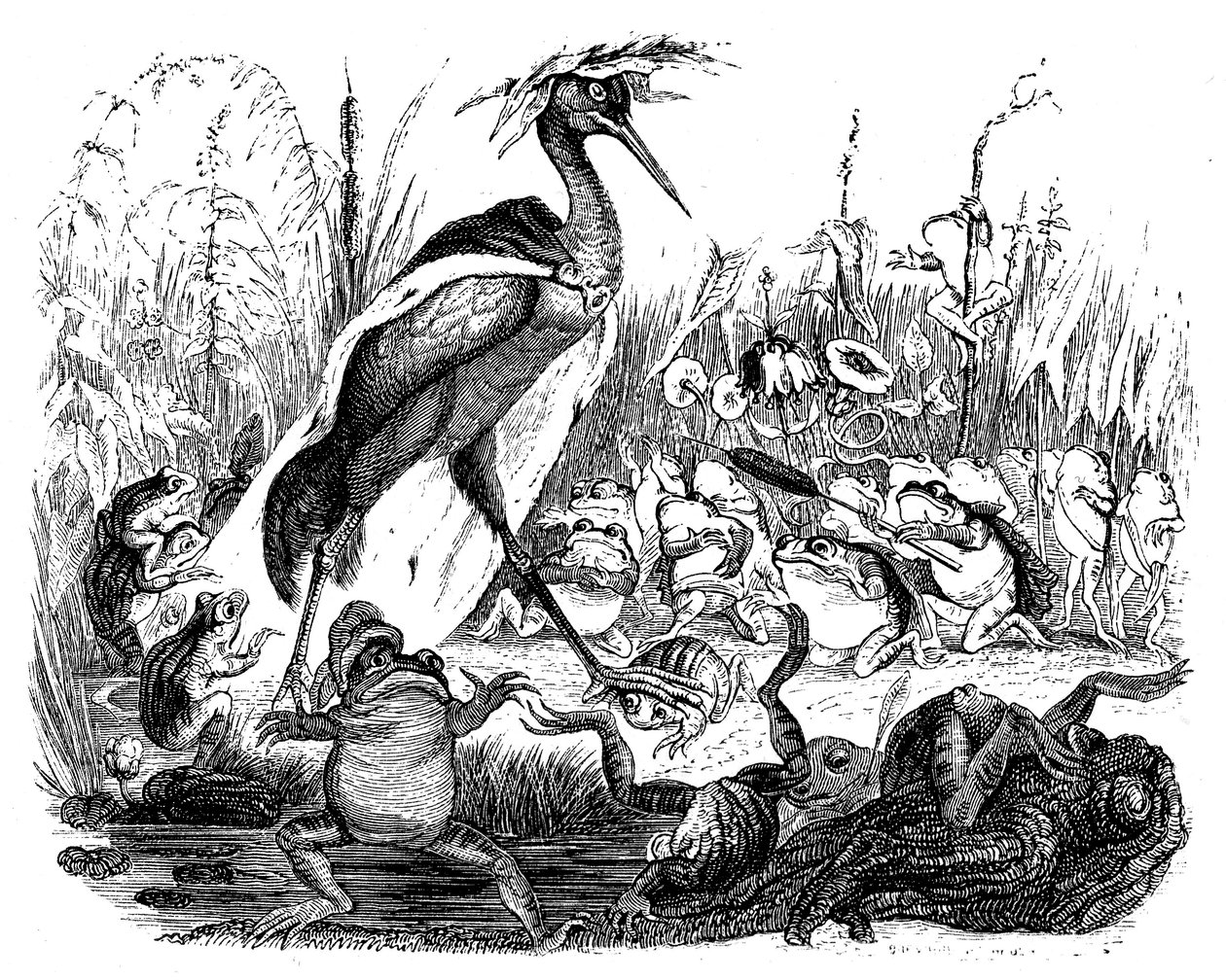 Las ranas piden al rey, ilustración de 