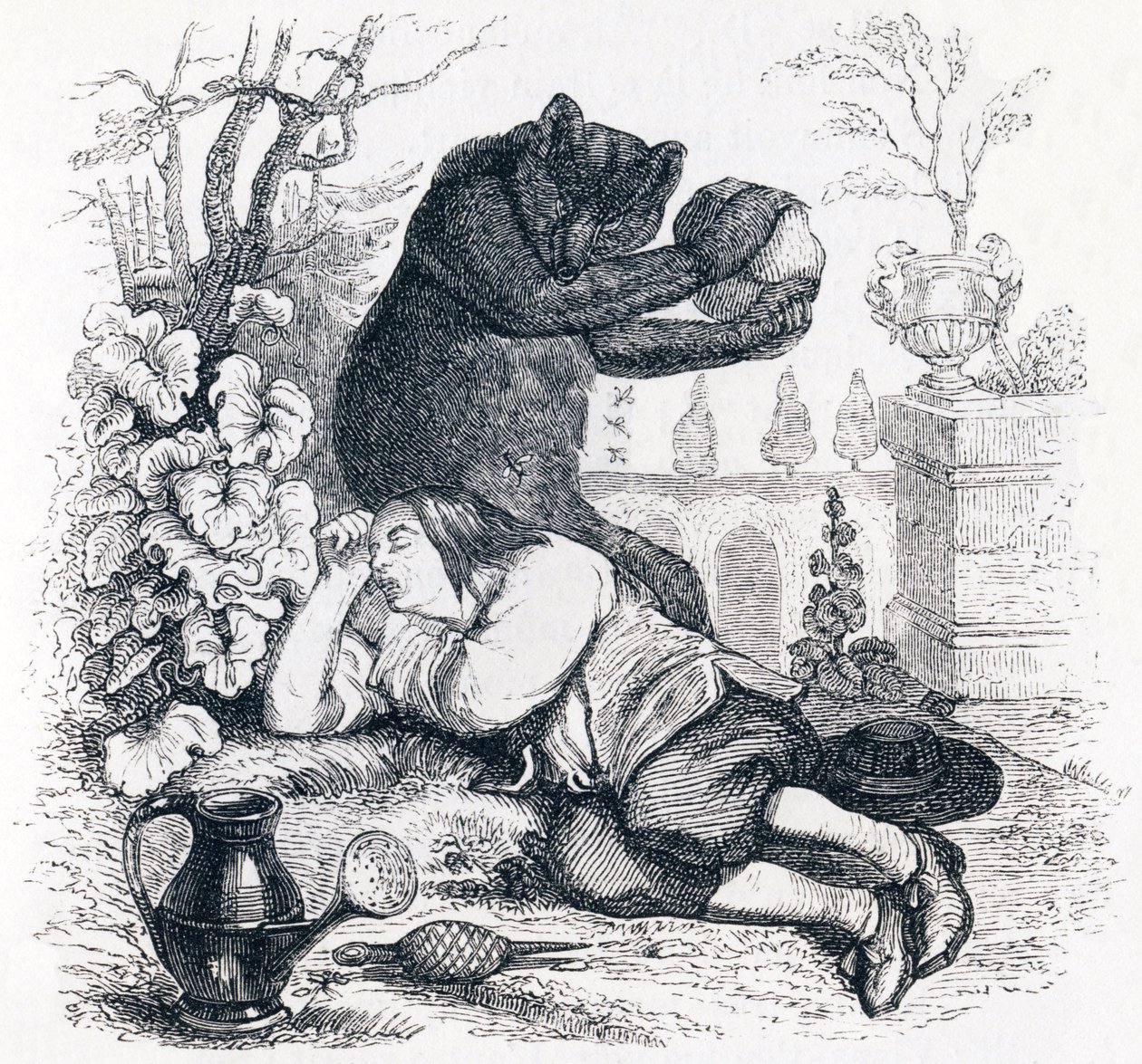 El oso y el amante de los jardines - Fábulas de La Fontaine de Grandville