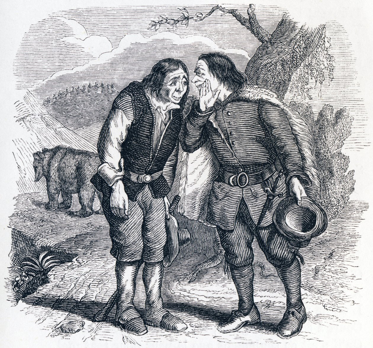 El oso y los dos amigos - Fábulas de La Fontaine de Grandville