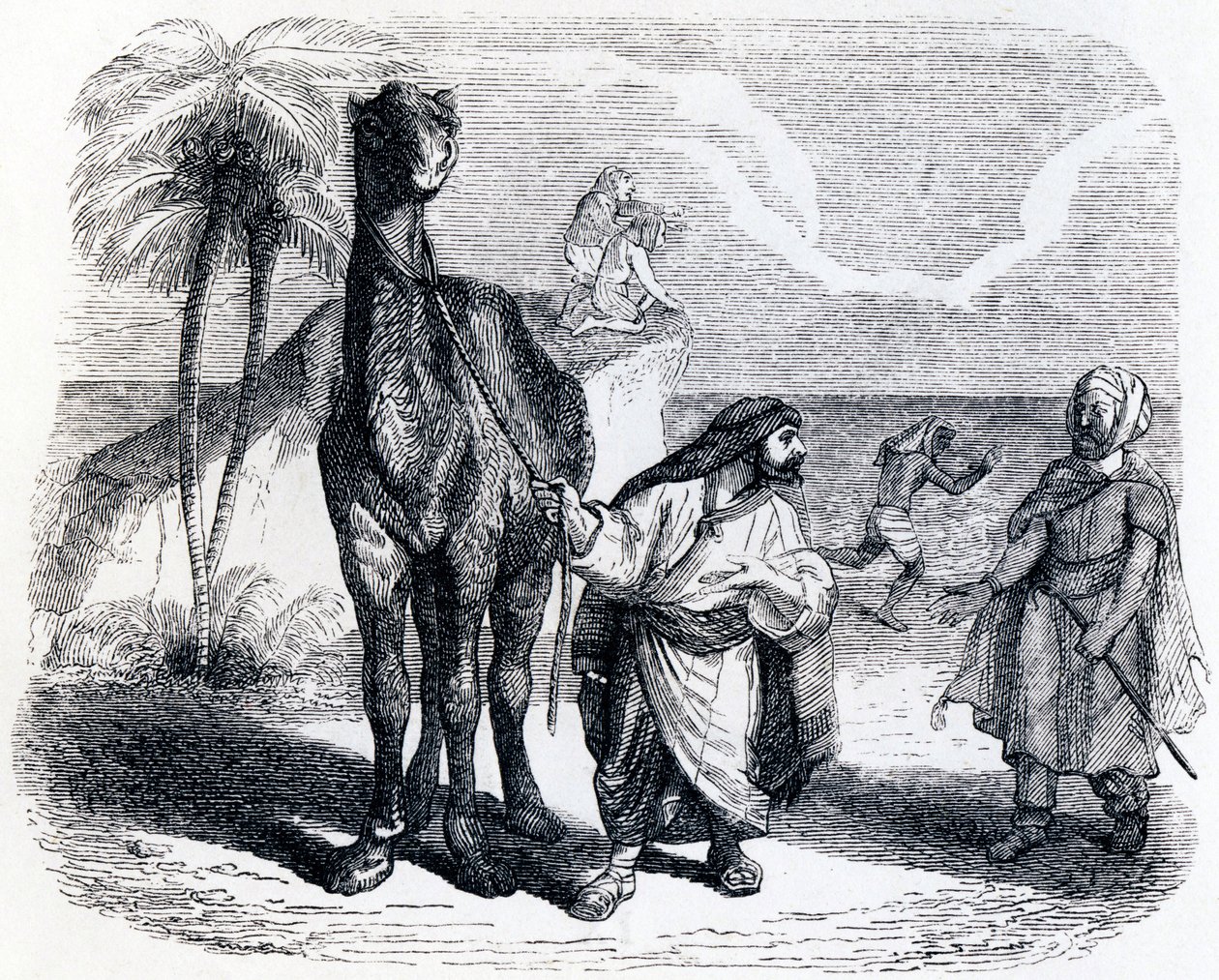 El camello y los palos flotantes - Fábulas de La Fontaine de Grandville
