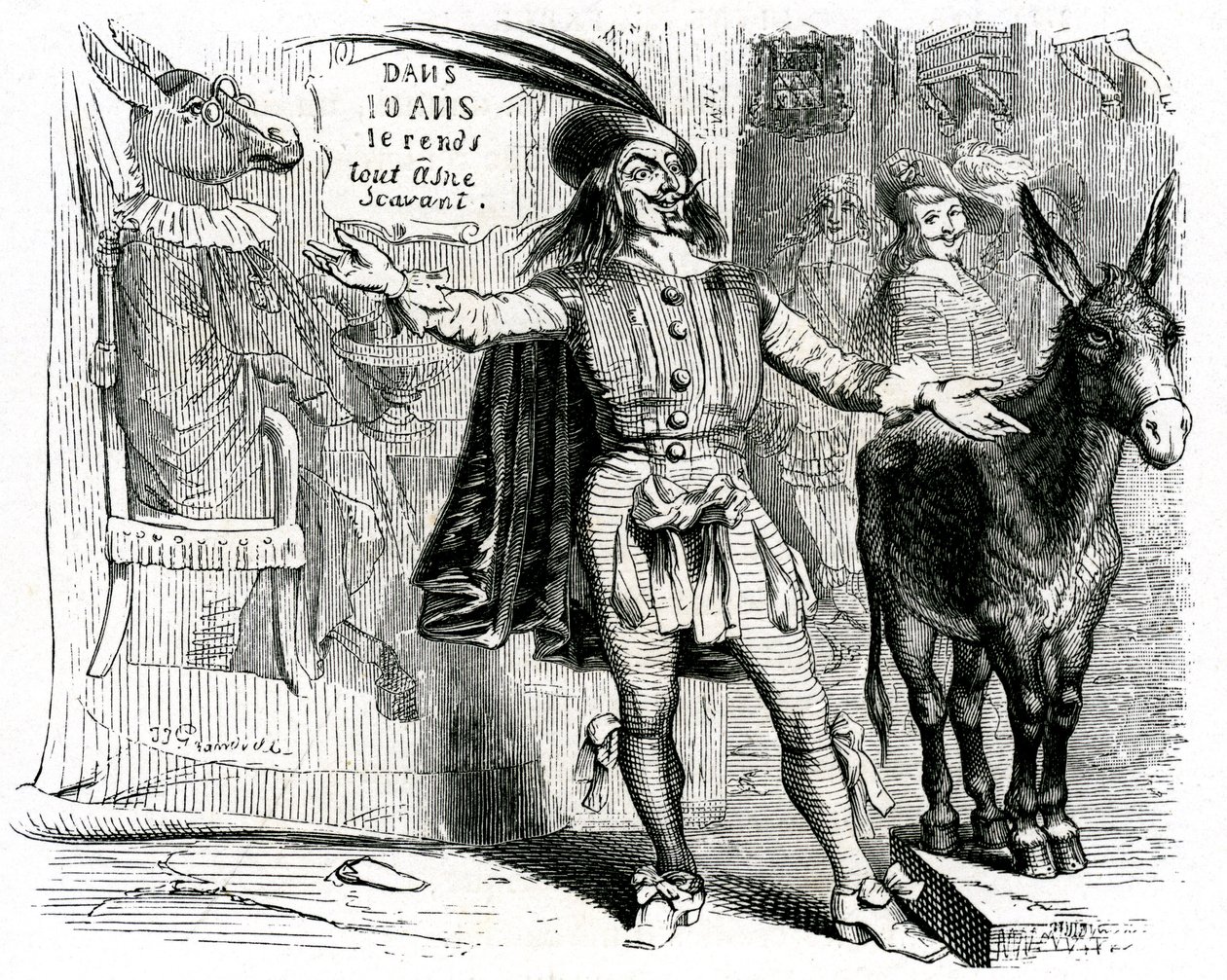 El charlatán: Fábula de La Fontaine ilustrada por Grandville. Edición Garnier 1860. Este patrón se lo pone difícil a todo burro científico. de Grandville (1803 47)