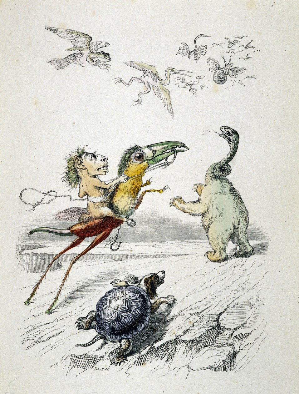 La caza (carrera de animales fabulosos) por Grandville de Grandville