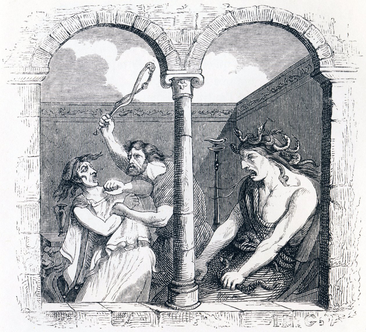 La discordia - Fábulas de La Fontaine de Grandville