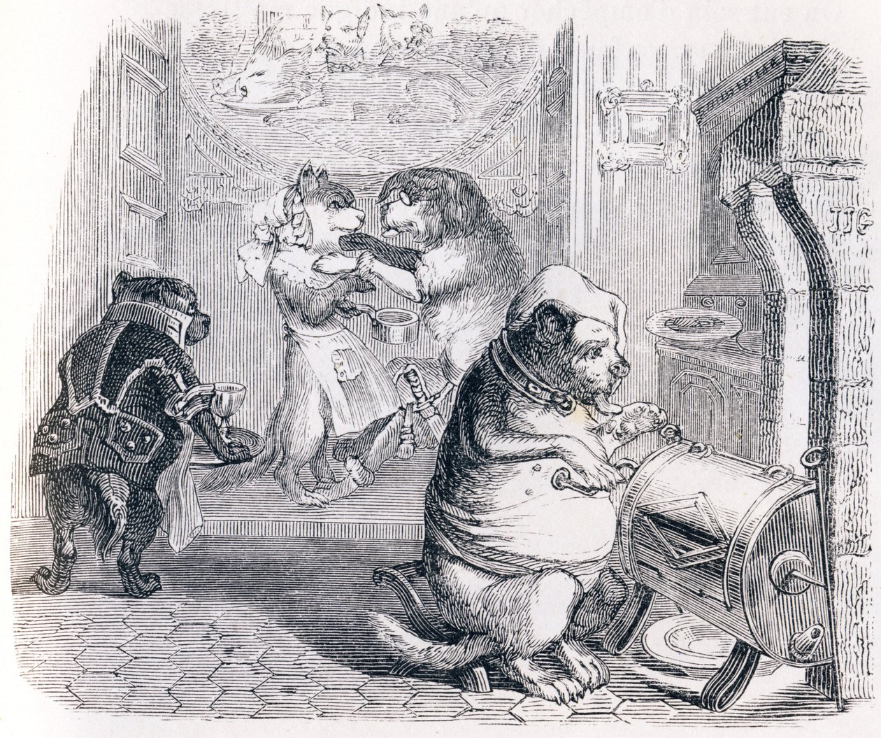 La educación - Fábulas de La Fontaine de Grandville