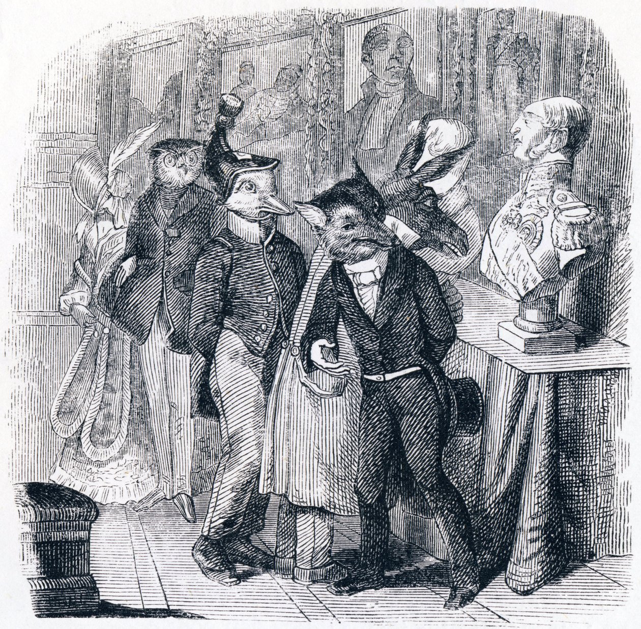 El zorro y el busto - Fábulas de La Fontaine de Grandville