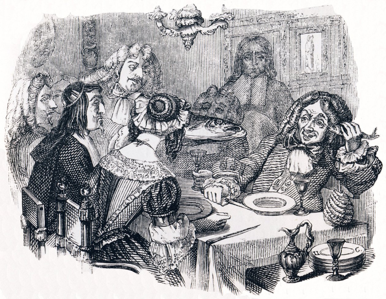 El que ríe y los peces - Fábulas de La Fontaine de Grandville