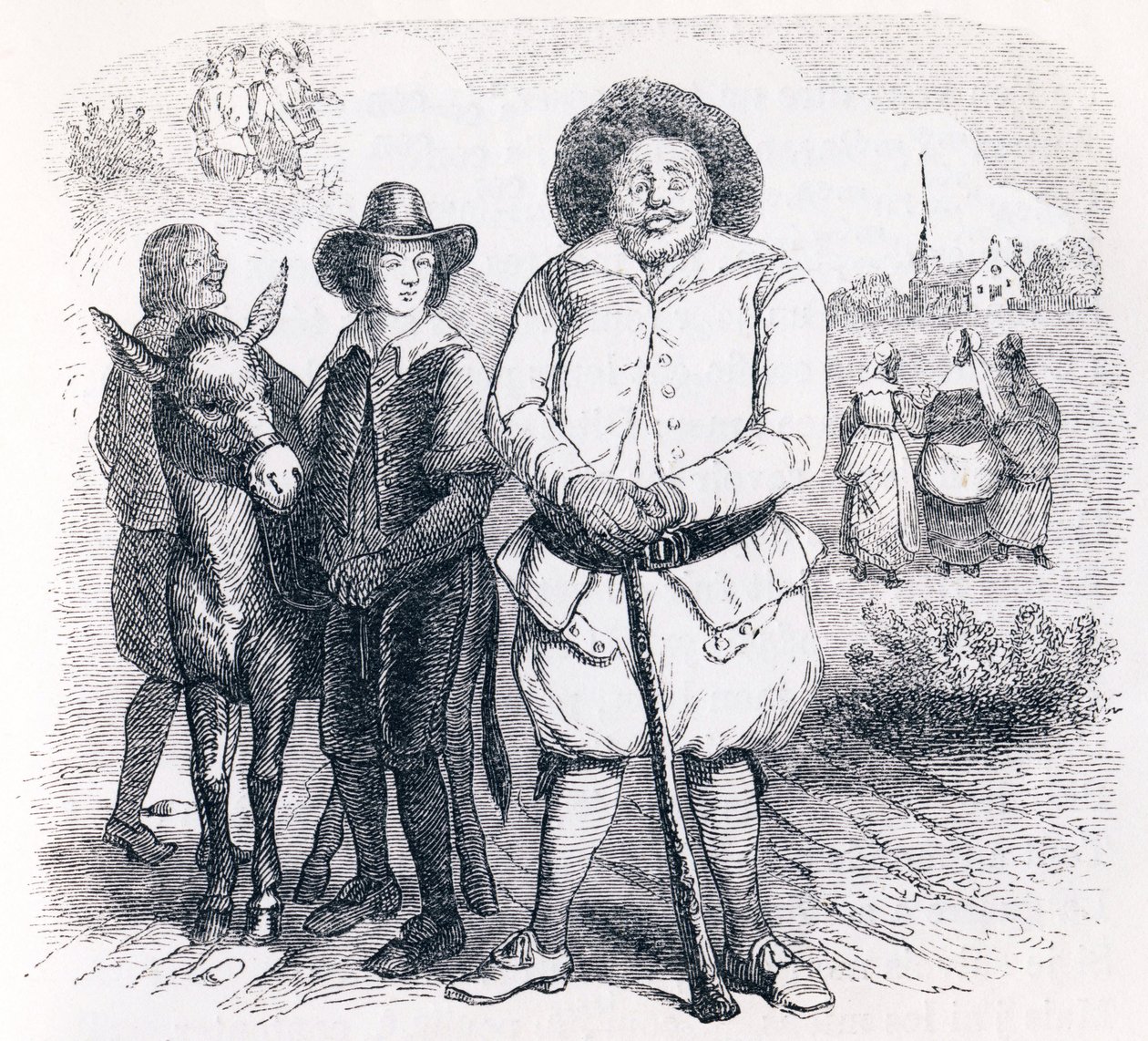El molinero, su hijo y el burro - Fábulas de La Fontaine de Grandville