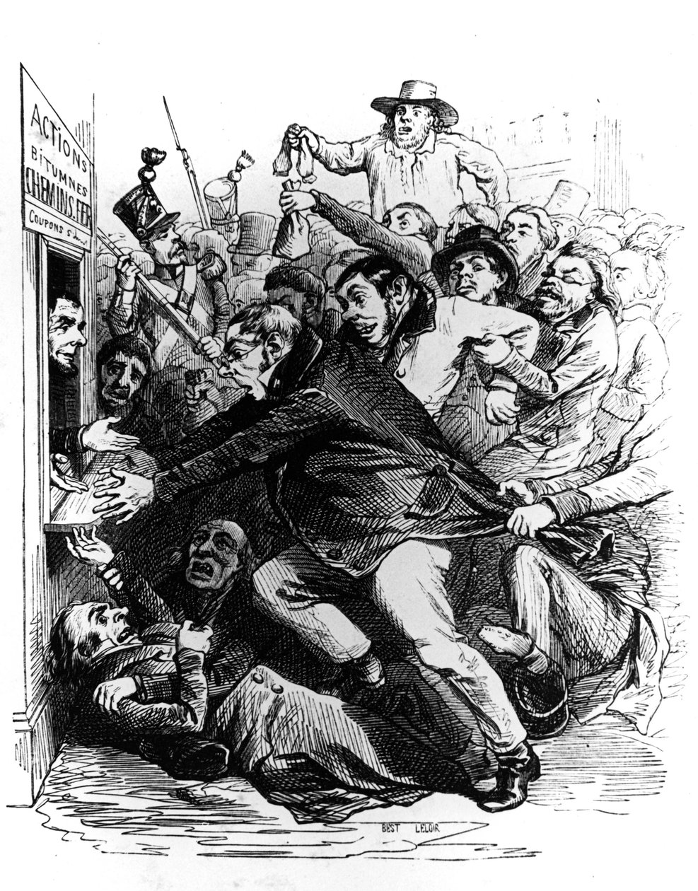 Los accionistas, grabado según dibujo de Jean Ignace Isidore alias JJ Grandville de Grandville (1803 47)